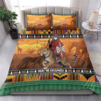 Kenya Safari Christmas Bedding Set Black Santa Riding Leopards - Heri ya Krismasi - Wonder Print Shop