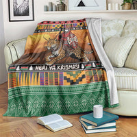 Kenya Safari Christmas Blanket Black Santa Riding Leopards - Heri ya Krismasi - Wonder Print Shop
