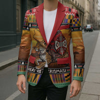 Kenya Safari Christmas Blazer Black Santa Riding Leopards - Heri ya Krismasi - Wonder Print Shop