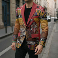 Kenya Safari Christmas Blazer Black Santa Riding Leopards - Heri ya Krismasi - Wonder Print Shop