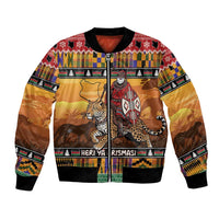 Kenya Safari Christmas Bomber Jacket Black Santa Riding Leopards - Heri ya Krismasi - Wonder Print Shop