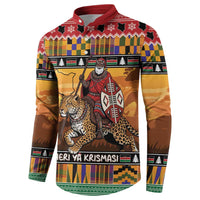 Kenya Safari Christmas Button Sweatshirt Black Santa Riding Leopards - Heri ya Krismasi - Wonder Print Shop