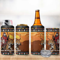 Kenya Safari Christmas 4 in 1 Can Cooler Tumbler Black Santa Riding Leopards - Heri ya Krismasi - Wonder Print Shop