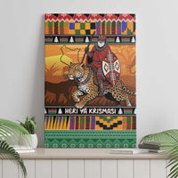 Kenya Safari Christmas Canvas Wall Art Black Santa Riding Leopards - Heri ya Krismasi - Wonder Print Shop