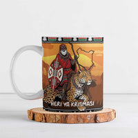 Kenya Safari Christmas Ceramic Mug Black Santa Riding Leopards - Heri ya Krismasi - Wonder Print Shop