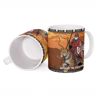 Kenya Safari Christmas Ceramic Mug Black Santa Riding Leopards - Heri ya Krismasi - Wonder Print Shop