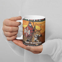 Kenya Safari Christmas Ceramic Mug Black Santa Riding Leopards - Heri ya Krismasi - Wonder Print Shop