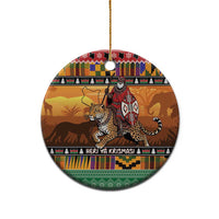 Kenya Safari Christmas Ceramic Ornament Black Santa Riding Leopards - Heri ya Krismasi - Wonder Print Shop