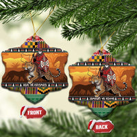 Kenya Safari Christmas Ceramic Ornament Black Santa Riding Leopards - Heri ya Krismasi - Wonder Print Shop