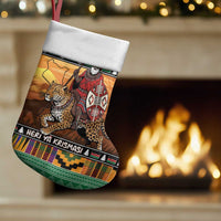 Kenya Safari Christmas Stocking Black Santa Riding Leopards - Heri ya Krismasi - Wonder Print Shop