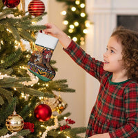 Kenya Safari Christmas Stocking Black Santa Riding Leopards - Heri ya Krismasi - Wonder Print Shop