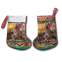 Kenya Safari Christmas Stocking Black Santa Riding Leopards - Heri ya Krismasi - Wonder Print Shop