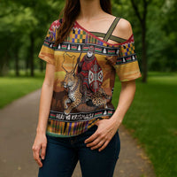 Kenya Safari Christmas Cross Shoulder Shirt Black Santa Riding Leopards - Heri ya Krismasi - Wonder Print Shop