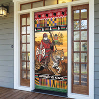 Kenya Safari Christmas Door Cover Black Santa Riding Leopards - Heri ya Krismasi - Wonder Print Shop