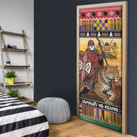 Kenya Safari Christmas Door Cover Black Santa Riding Leopards - Heri ya Krismasi - Wonder Print Shop