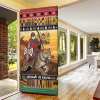 Kenya Safari Christmas Door Cover Black Santa Riding Leopards - Heri ya Krismasi - Wonder Print Shop