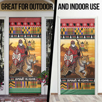 Kenya Safari Christmas Door Cover Black Santa Riding Leopards - Heri ya Krismasi - Wonder Print Shop