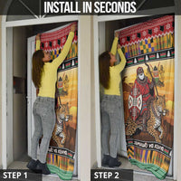 Kenya Safari Christmas Door Cover Black Santa Riding Leopards - Heri ya Krismasi - Wonder Print Shop