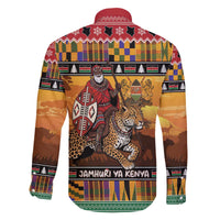 Kenya Safari Christmas Family Matching Off The Shoulder Long Sleeve Dress and Hawaiian Shirt Black Santa Riding Leopards - Heri ya Krismasi - Wonder Print Shop