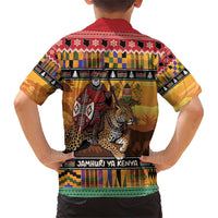 Kenya Safari Christmas Family Matching Short Sleeve Bodycon Dress and Hawaiian Shirt Black Santa Riding Leopards - Heri ya Krismasi - Wonder Print Shop