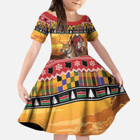Kenya Safari Christmas Family Matching Short Sleeve Bodycon Dress and Hawaiian Shirt Black Santa Riding Leopards - Heri ya Krismasi - Wonder Print Shop