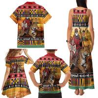 Kenya Safari Christmas Family Matching Tank Maxi Dress and Hawaiian Shirt Black Santa Riding Leopards - Heri ya Krismasi - Wonder Print Shop