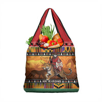 Kenya Safari Christmas Grocery Bag Black Santa Riding Leopards - Heri ya Krismasi - Wonder Print Shop