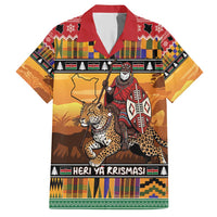 Kenya Safari Christmas Hawaiian Shirt Black Santa Riding Leopards - Heri ya Krismasi - Wonder Print Shop