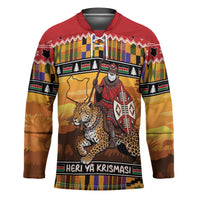 Kenya Safari Christmas Hockey Jersey Black Santa Riding Leopards - Heri ya Krismasi - Wonder Print Shop