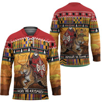 Kenya Safari Christmas Hockey Jersey Black Santa Riding Leopards - Heri ya Krismasi - Wonder Print Shop