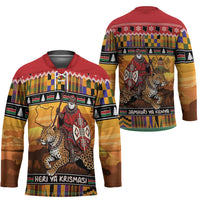 Kenya Safari Christmas Hockey Jersey Black Santa Riding Leopards - Heri ya Krismasi - Wonder Print Shop