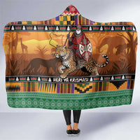 Kenya Safari Christmas Hooded Blanket Black Santa Riding Leopards - Heri ya Krismasi - Wonder Print Shop