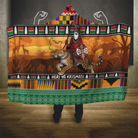 Kenya Safari Christmas Hooded Blanket Black Santa Riding Leopards - Heri ya Krismasi - Wonder Print Shop