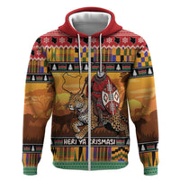 Kenya Safari Christmas Hoodie Black Santa Riding Leopards - Heri ya Krismasi - Wonder Print Shop
