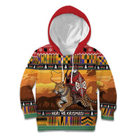 Kenya Safari Christmas Kid Hoodie Black Santa Riding Leopards - Heri ya Krismasi - Wonder Print Shop