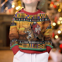 Kenya Safari Christmas Kid Ugly Christmas Sweater Black Santa Riding Leopards - Heri ya Krismasi - Wonder Print Shop