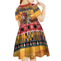 Kenya Safari Christmas Kid Short Sleeve Dress Black Santa Riding Leopards - Heri ya Krismasi - Wonder Print Shop