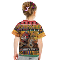 Kenya Safari Christmas Kid T Shirt Black Santa Riding Leopards - Heri ya Krismasi - Wonder Print Shop