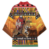 Kenya Safari Christmas Kimono Black Santa Riding Leopards - Heri ya Krismasi - Wonder Print Shop