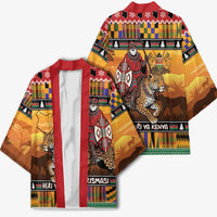 Kenya Safari Christmas Kimono Black Santa Riding Leopards - Heri ya Krismasi - Wonder Print Shop