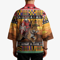 Kenya Safari Christmas Kimono Black Santa Riding Leopards - Heri ya Krismasi - Wonder Print Shop