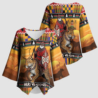 Kenya Safari Christmas Kimono Sleeve Blouse Black Santa Riding Leopards - Heri ya Krismasi - Wonder Print Shop