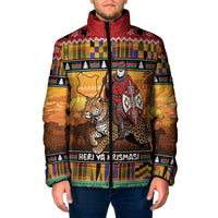 Kenya Safari Christmas Padded Jacket Black Santa Riding Leopards - Heri ya Krismasi - Wonder Print Shop