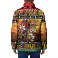 Kenya Safari Christmas Padded Jacket Black Santa Riding Leopards - Heri ya Krismasi - Wonder Print Shop