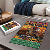 Kenya Safari Christmas Puzzle Black Santa Riding Leopards - Heri ya Krismasi - Wonder Print Shop