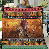 Kenya Safari Christmas Quilt Black Santa Riding Leopards - Heri ya Krismasi - Wonder Print Shop