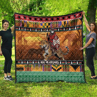 Kenya Safari Christmas Quilt Black Santa Riding Leopards - Heri ya Krismasi - Wonder Print Shop