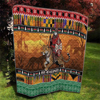 Kenya Safari Christmas Quilt Black Santa Riding Leopards - Heri ya Krismasi - Wonder Print Shop
