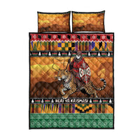 Kenya Safari Christmas Quilt Bed Set Black Santa Riding Leopards - Heri ya Krismasi - Wonder Print Shop