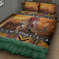 Kenya Safari Christmas Quilt Bed Set Black Santa Riding Leopards - Heri ya Krismasi - Wonder Print Shop